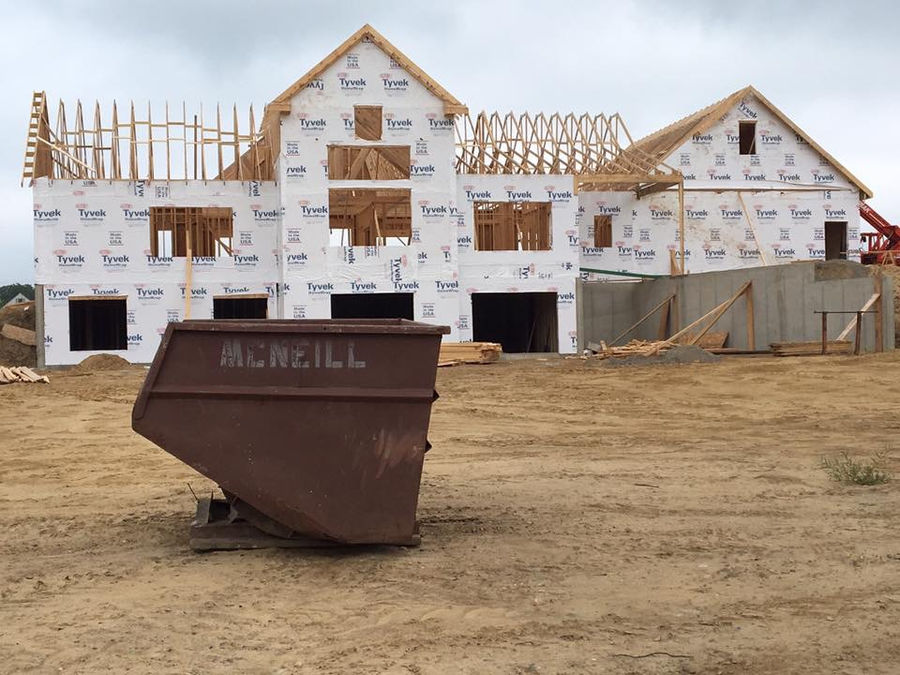 New residential home framing in progress by McNeill Construction near Fenton, Michigan